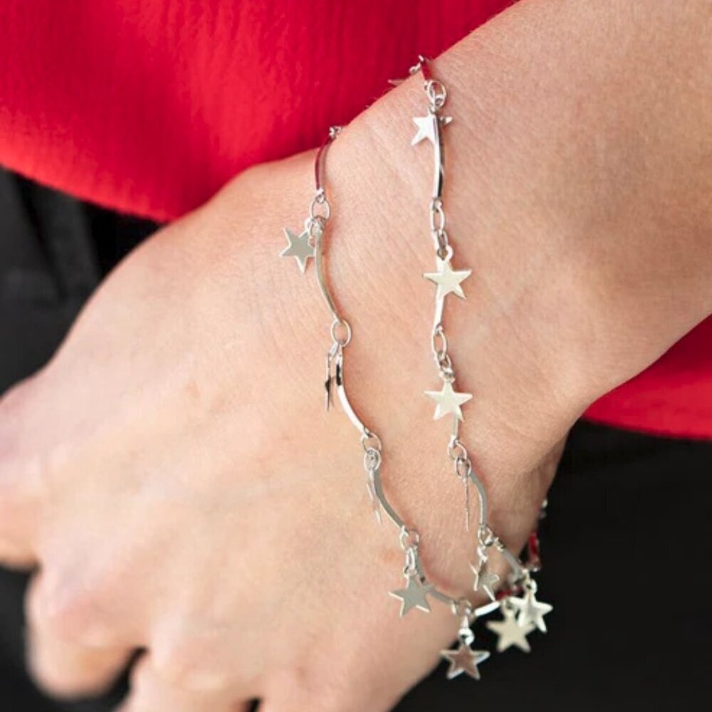 Paparazzi Jewelry Accessories - Party in the USA - Silver Bracelet - Vintage